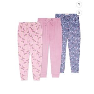 Btween Girls 3 Pack‎ Velour Jogger Pajama Pants Rainbow Floral Pink Blue XS 4/5